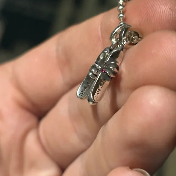 .925 CH RUBY AND SAPPHIRE DOUBLE BABY FAT PENDENT 18 IN. BALL CHAIN NECKLACE - Picture 4 of 9